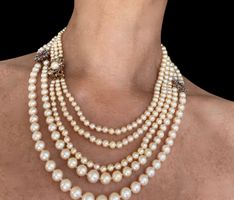 2 Vintage-Perlenketten (1940er) | 18K Gold & Platin | Saphir