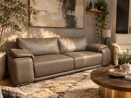 🟤 Hochwertiges Designer-Ledersofa | Taupe | 230 x 100 cm