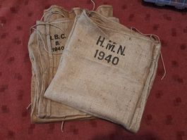 Lot von 5 Sandsäcke 1940 gestempelt, Neuwertig aus Bunker