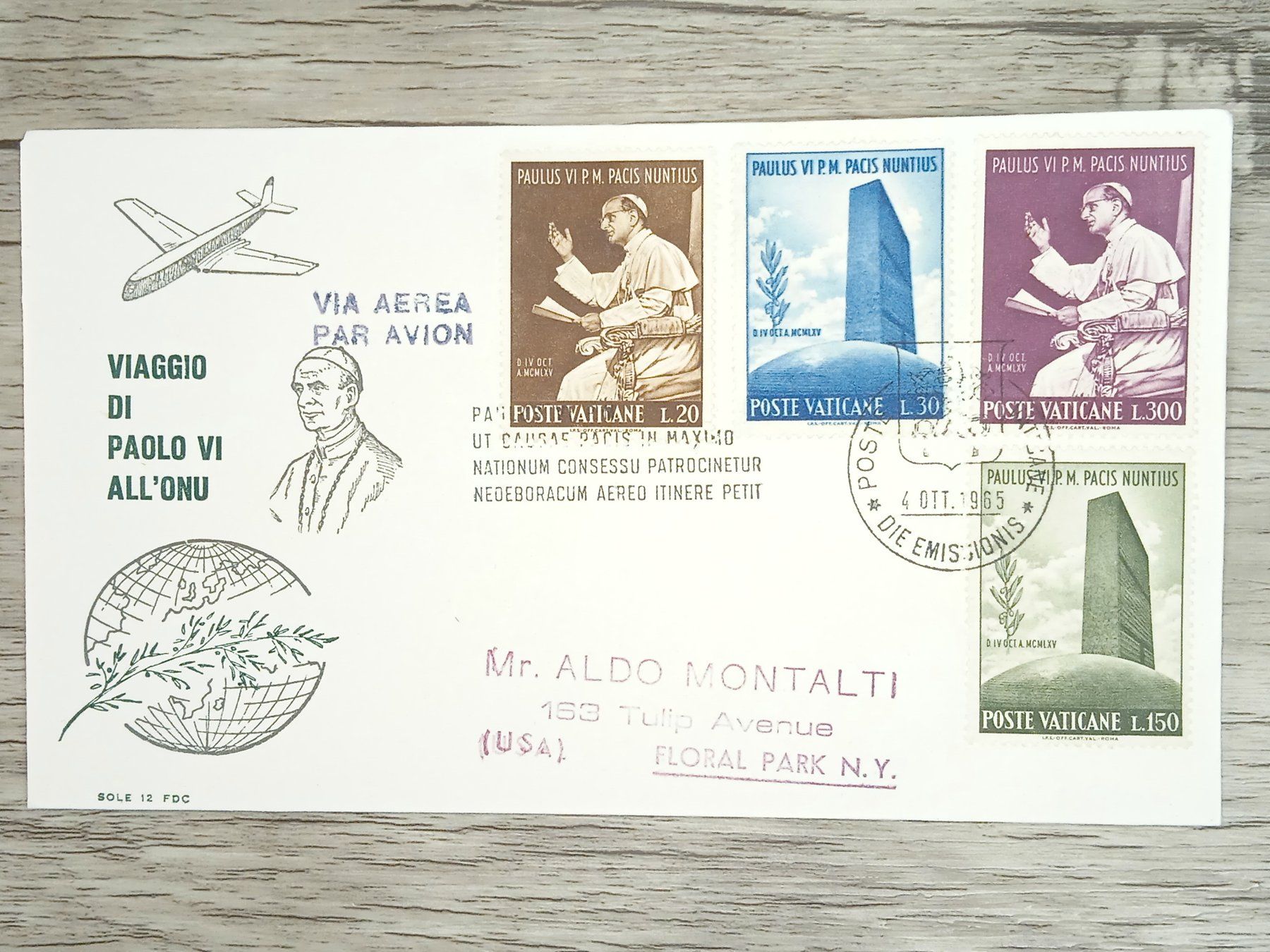 Tous les timbres: TR20 Enveloppe + Timbre Vatican 1965 Theme Aviation – D'occasion à Cousset par Patrick_Collections