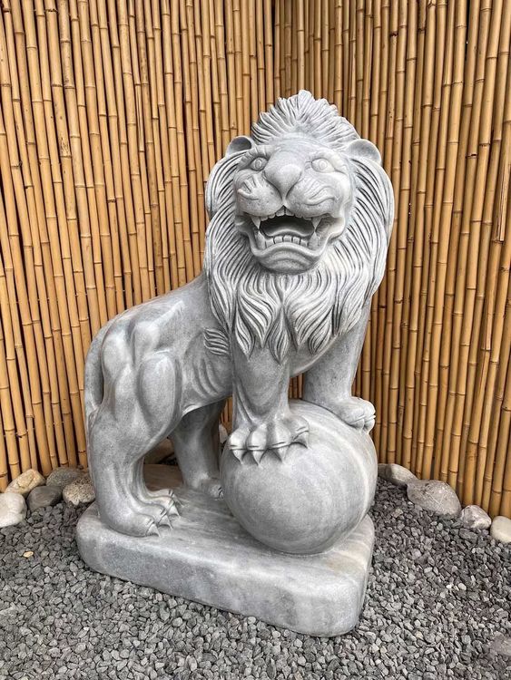 Große Löwen Statue Garten Marmor Stein 1m Gartenskulptur Kaufen auf