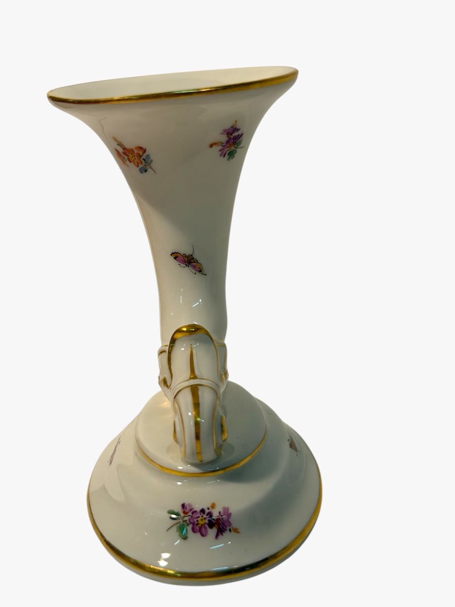 Vasi & Recipienti: Meissen Hand-Painted Floral Cornucopia Vase – Usato da Lausanne venduto da artnouveau04 2