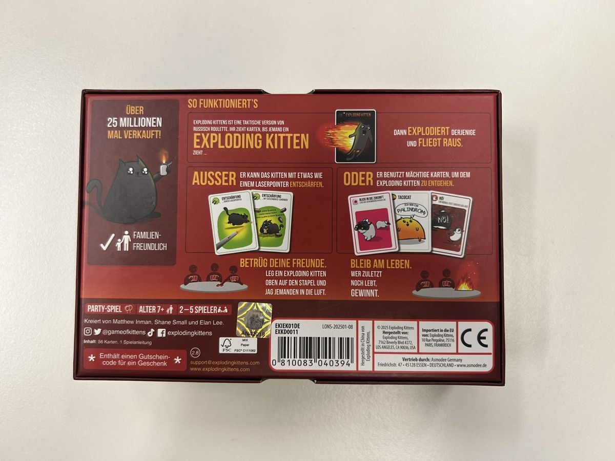 Jeux: Kartenspiel Exploding Kittens Original Edition neuwertig 1.- – Neuf (Voir description) à Oberwil BL par 8Daniel1Hale 2