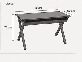 Schreibtisch schwarz 120x60  guter Zustand  sofort abholbar
