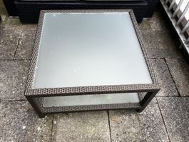 Dedon Gartentisch Rattantisch mit Glasplatte Sommer Terrasse