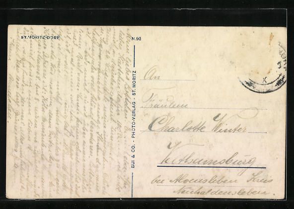 Cartoline postali: St. Moritz, Ortsansicht aus der Vogelsch – Usato da Berlin venduto da bartko-reher 1