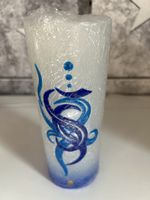 Candela bianca blu ghiaccio, decorazione casa ❄️🕯️