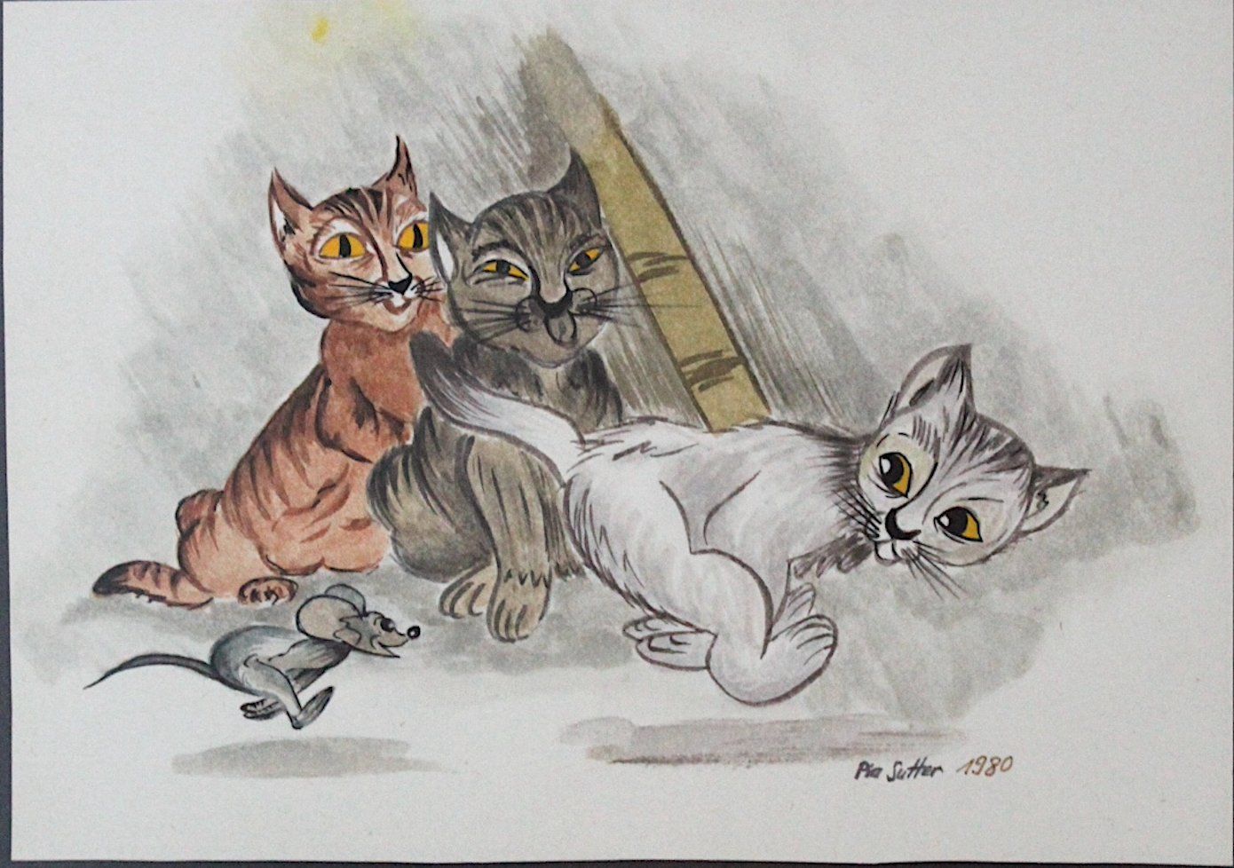 Foto & Immagini: Katzenbild , Handgemalt 1980 – Usato da Locarno venduto da fripui 1