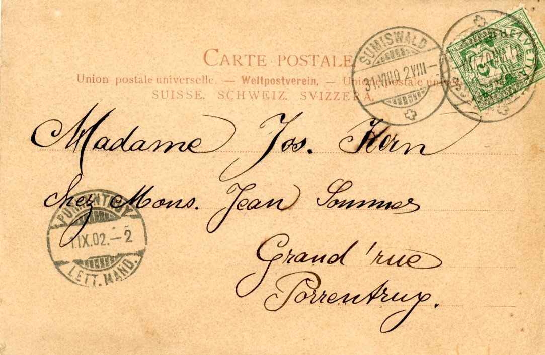 Cartoline postali: Sumiswald   BE      um  1 9 0 2 – Usato da Brig venduto da Valcards54 1