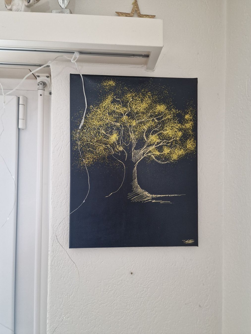 Dipinti: Goldener Baum, handgemalt auf Leinwand, Herbstdeko – Nuovo (secondo la descrizione) da Dübendorf venduto da Interiumart 3