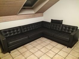 IKEA LANDSKRONA Ecksofa 5-Sitzer Echtleder Schwarz neuwertig
