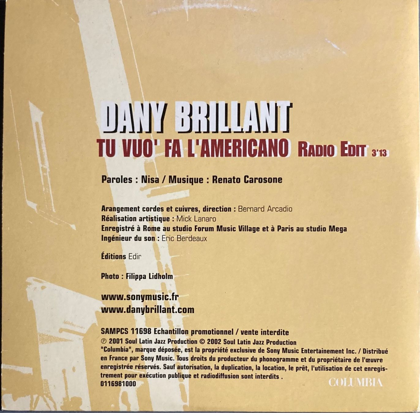 CDs: DANY BRILLANT - TU VUO' FA L'AMERICANO – D'occasion à Poliez-Pittet par Newtown-Records 1