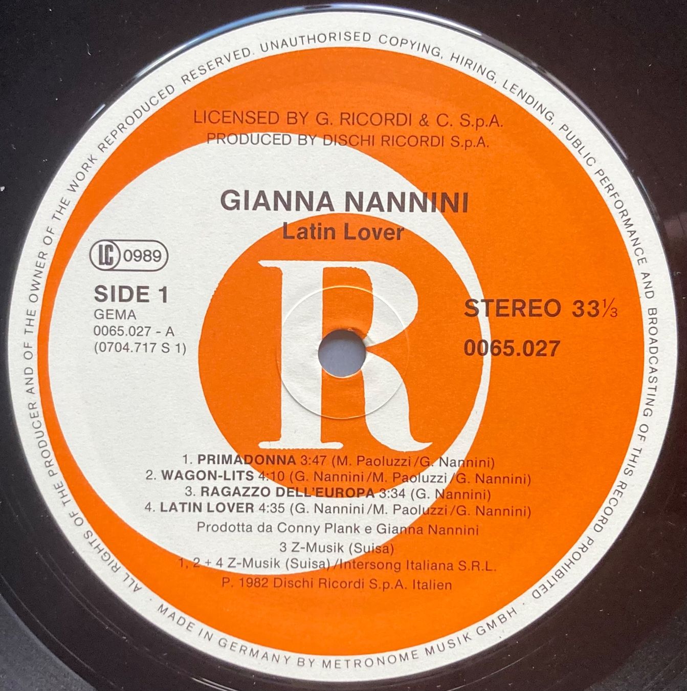Vinyles: GIANNA NANNINI - LATIN LOVER – D'occasion à Poliez-Pittet par Newtown-Records 3
