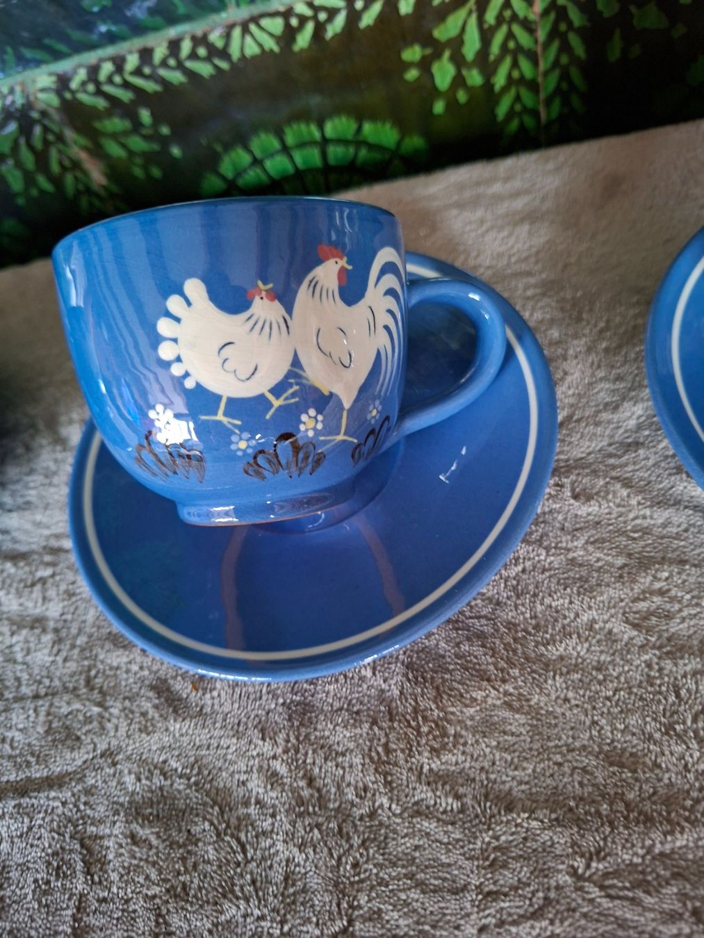 Tazze: 4  wunderschöne, blaue Tassen mit Hähnen/Hühner, Handbemalt – Nuovo (secondo la descrizione) da Otelfingen venduto da silver-moon 3