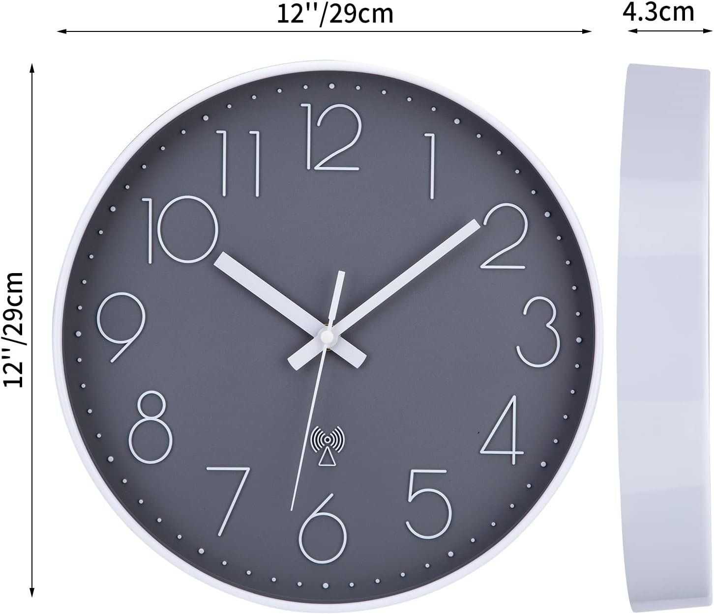 Orologi da terra & Orologi da parete: Funkuhr Wanduhr 30cm Lautlos – Nuovo e nell'imballaggio originale da Nuglar venduto da SmartLiving24 3