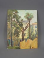Ölgemälde von Hans Hemmen 1952 Garten in Florenz