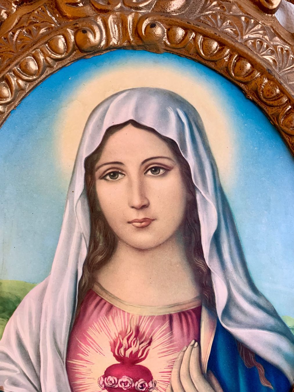 Poster & Bilder: Kitschiges Madonnen Bild mit Reliefrahmen – Gebraucht aus Zürich von Les_Zurichois 3