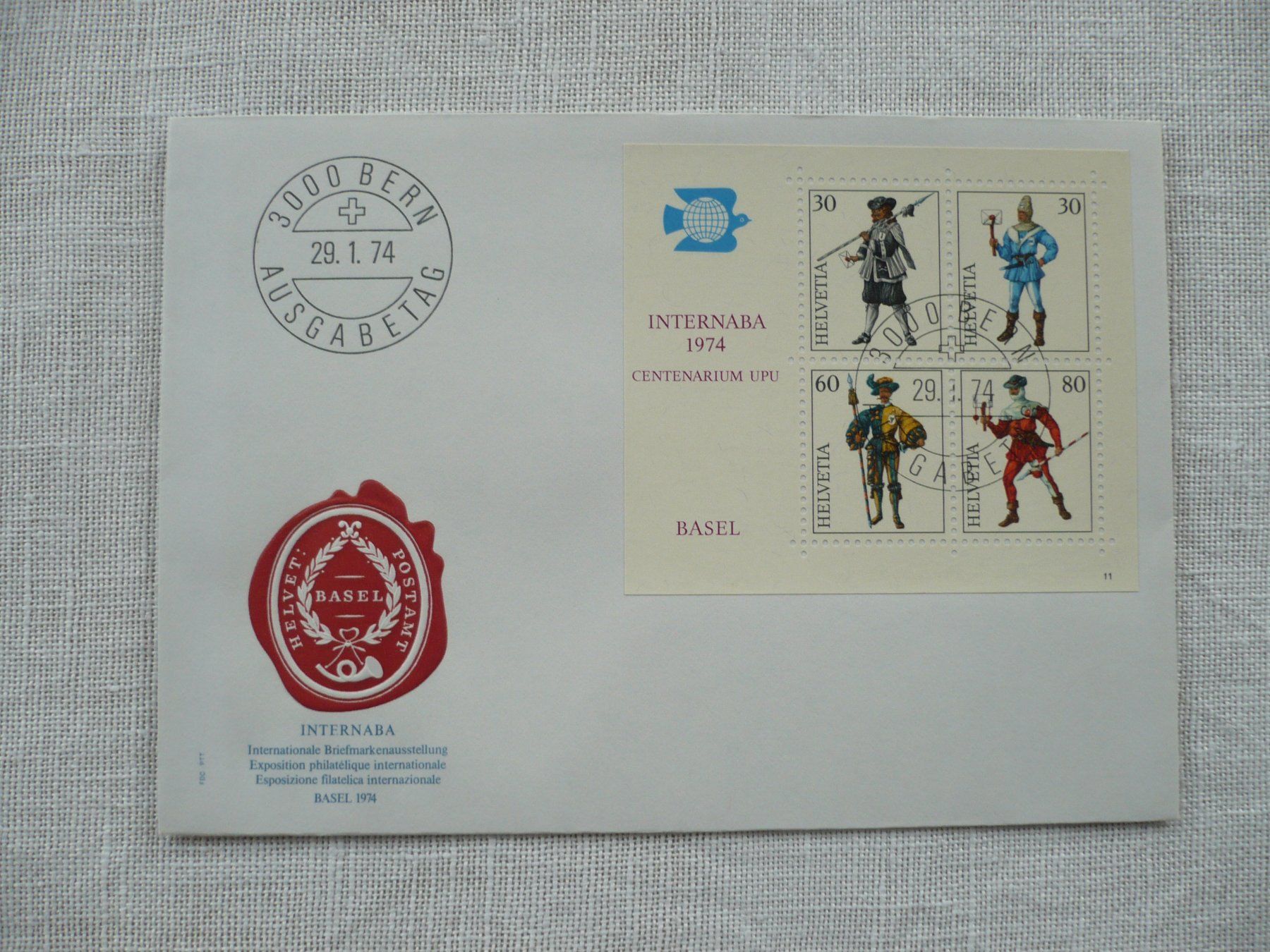 Tutti i francobolli: 1974 FDC Block INTERNABA SBK W50 – Usato da Zürich venduto da saltandpepper008