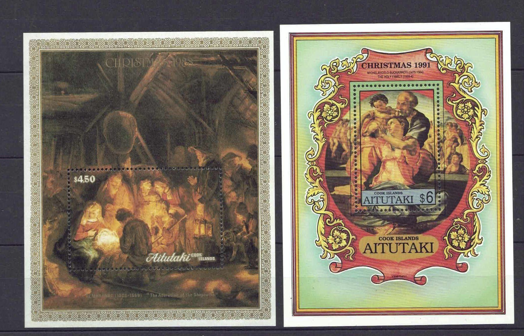 Alle Briefmarken: Aitutaki 2 Blocks Weihnachtsmarken ** – Gebraucht aus Basel von Pfefferschootte