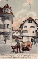 Ein Stück altes Luzern, belebt, Hundekarren, gelaufen 1905