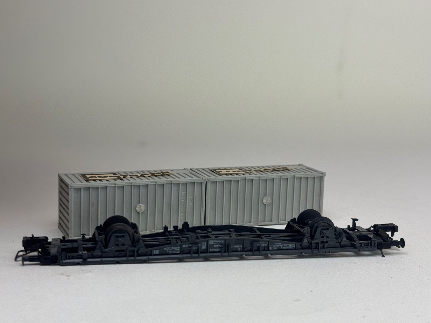 Lima Modellini di ferrovie: HR- Röwa Containertragwagen Contrans – Usato da Elm venduto da Wikmtz 2