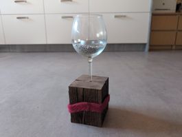 Kerzenhalter Glas Holz kreativ dekoriert ungebraucht