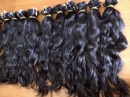 Echthaar Extensions, gewellt, schwarz, Neu - Frühlingslook!