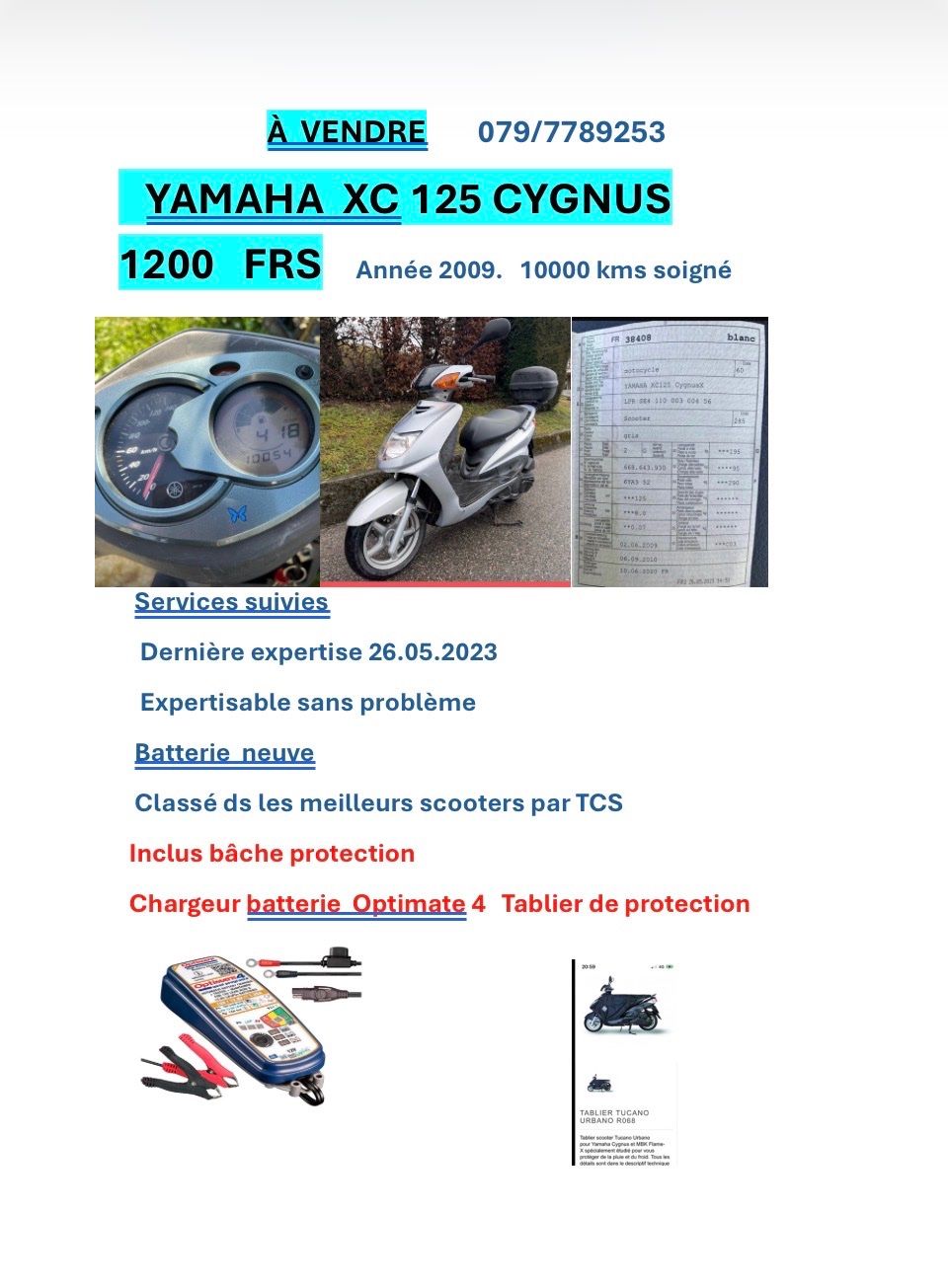 Yamaha Scooter: Scooter Yahama XC CYGNUS 125 – Usato da Vuadens venduto da Bulle06