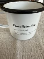 Email Tasse weiss mit schwarzem Rand Schriftzug Procaffeinat