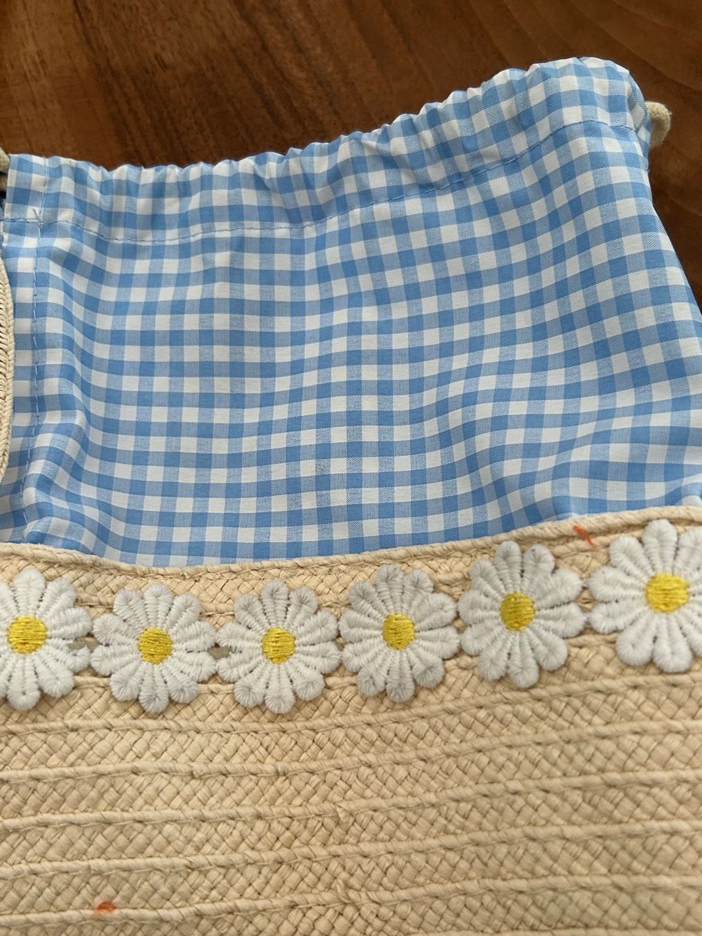 Sacs & sacs à dos: Kinder Handtasche Stroh mit Blumenmuster blau kariert – D'occasion à Schötz par chousan 1