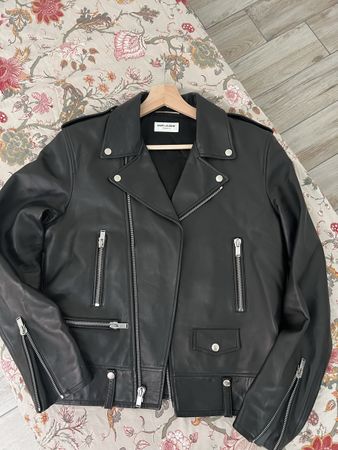 YSL Saint Laurent Lederjacke Bikerjacke LO1 Schwarz
