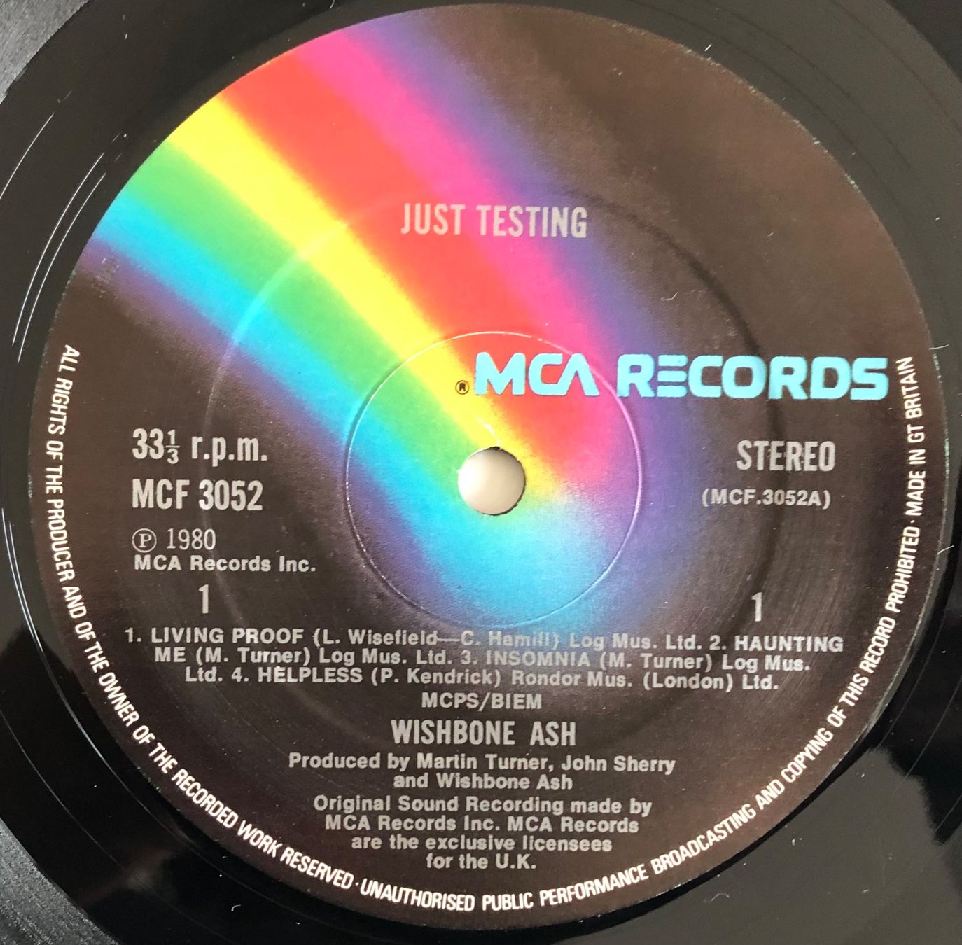 Schallplatten: WISHBONE ASH - JUST TESTING – Gebraucht aus Poliez-Pittet von Newtown-Records 3
