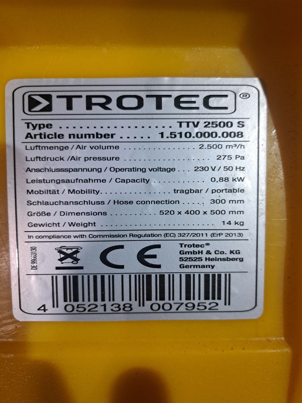 Trotec Ventilatoren: Axialventilator Trotec TTV 2500S – Gebraucht aus Charmey (Gruyère) von Balinea 5