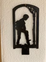 Antike Holz-Silhouette "Spatenstich" Deko Vintage Holz
