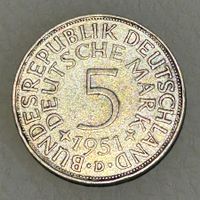 5-Deutsche-Mark-Münze der Bundesrepublik Deutschland 1951