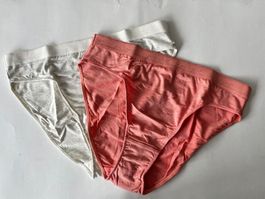 Slip Petite Fleur, Orange und Cream, Grösse 40/42 (2 Stück)