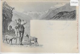 Betruf - Ziegen chevres goat - Litho 1900