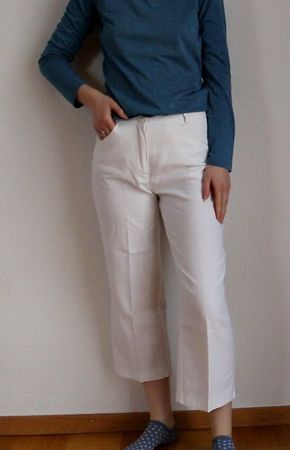 Weisse 3/4 lange Leinenhose Gr. 36