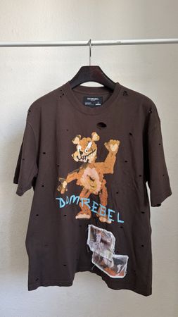 DOMREBEL Destroyed T-Shirt Braun Gr. L Oversized Streetwear