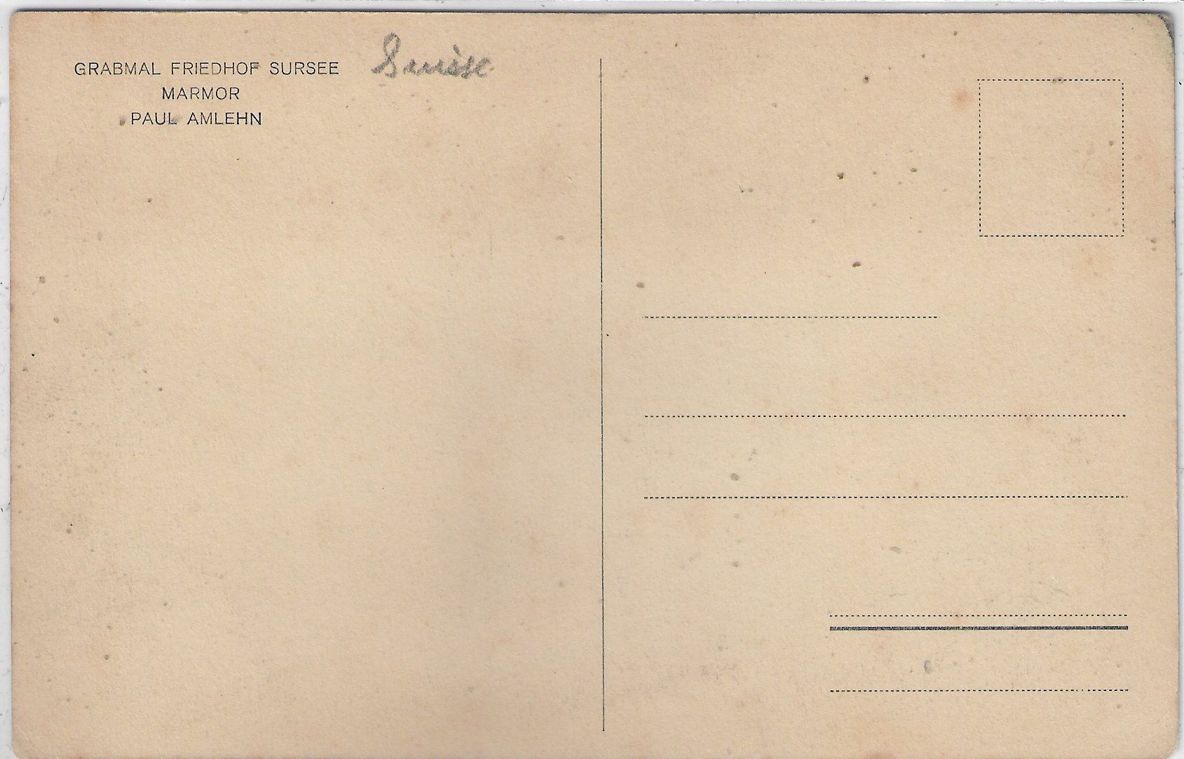 Cartoline postali: Grabmal Friedhof Sursee - Marmor Paul Amlehn – Usato da Ettingen venduto da Kartenplanet 1