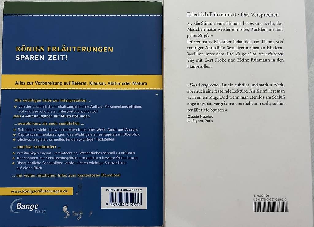 Livres: Das Versprechen mit Königserläuterung – D'occasion à Chur par zym_chk6 1