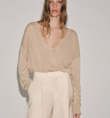 ZARA Feinstrickpullover V-Ausschnitt Pullover Gr.38-40 Neu