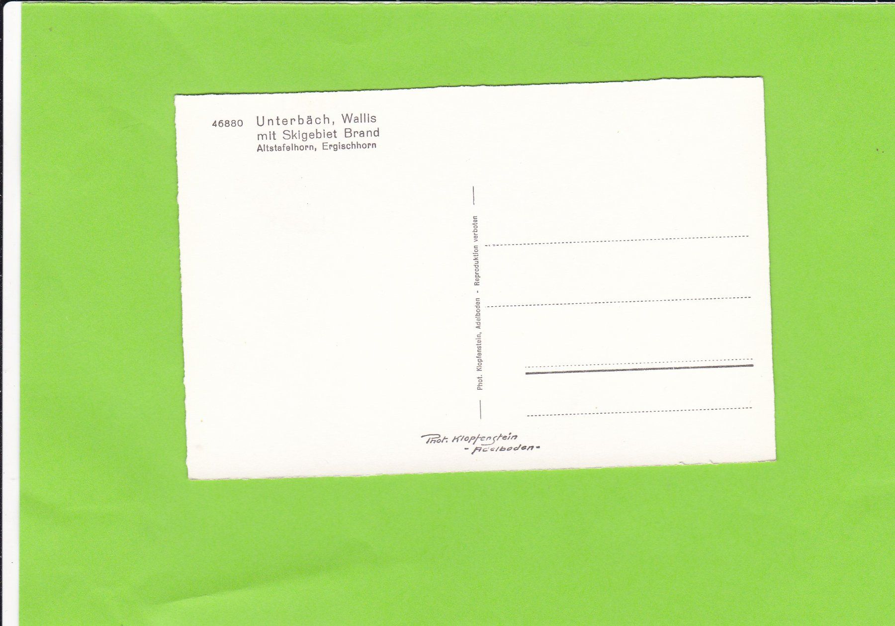 Cartoline postali: Unterbäch VS – Usato da St. Peterzell venduto da neckertal 1