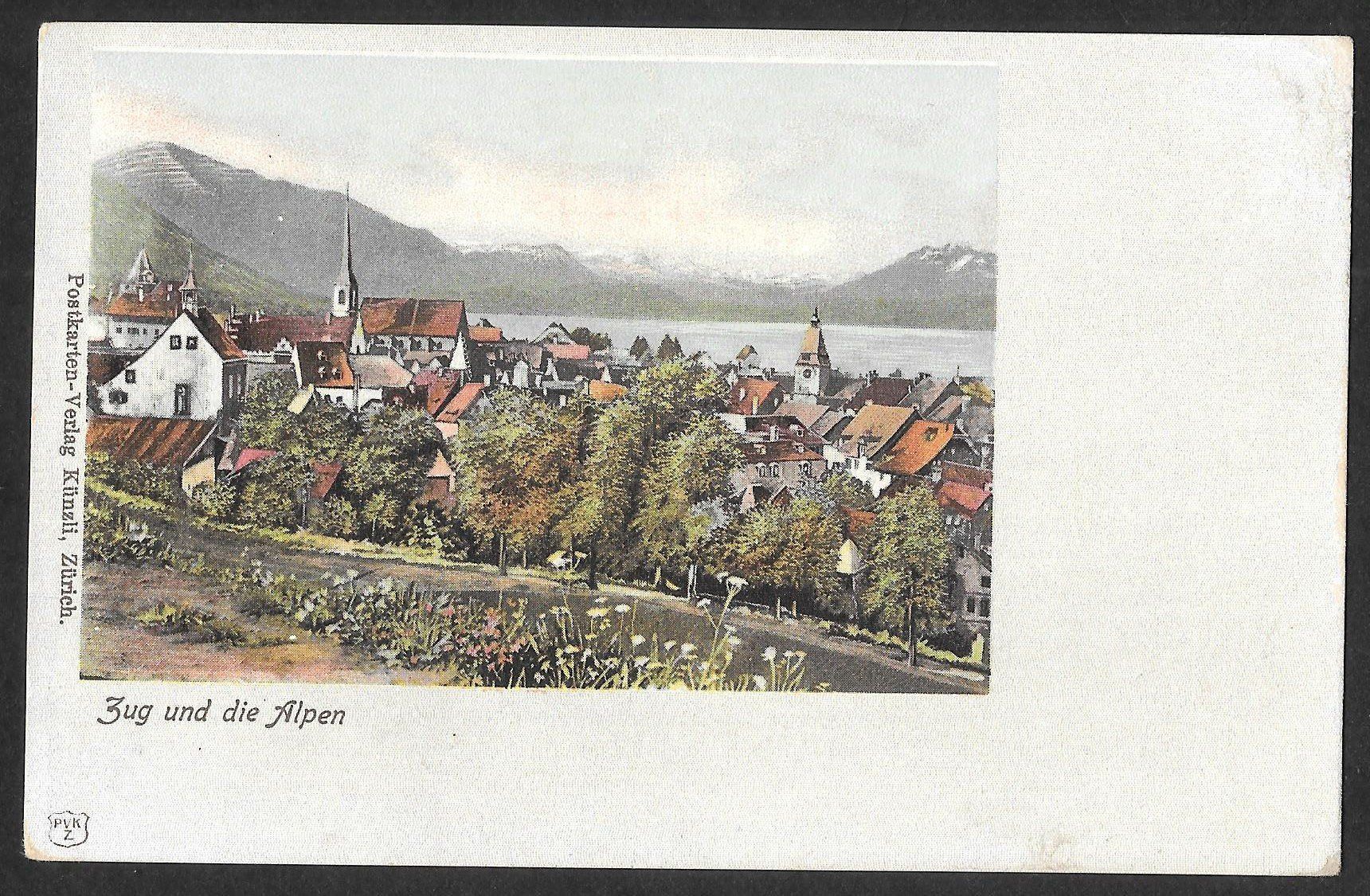 Cartoline postali: Zug und die Alpen Teilansicht – Usato da Olten venduto da clotaldi