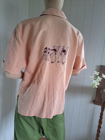 Vintage Apricot Leinenbluse Bluse Hemdbluse 36 / 38 S