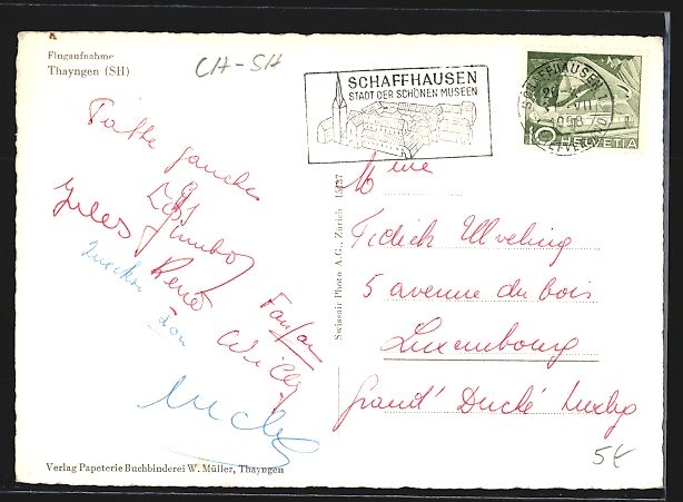 Cartoline postali: Thayngen /SH, Teilansicht mit Strassenpa – Usato da Berlin venduto da bartko-reher 1