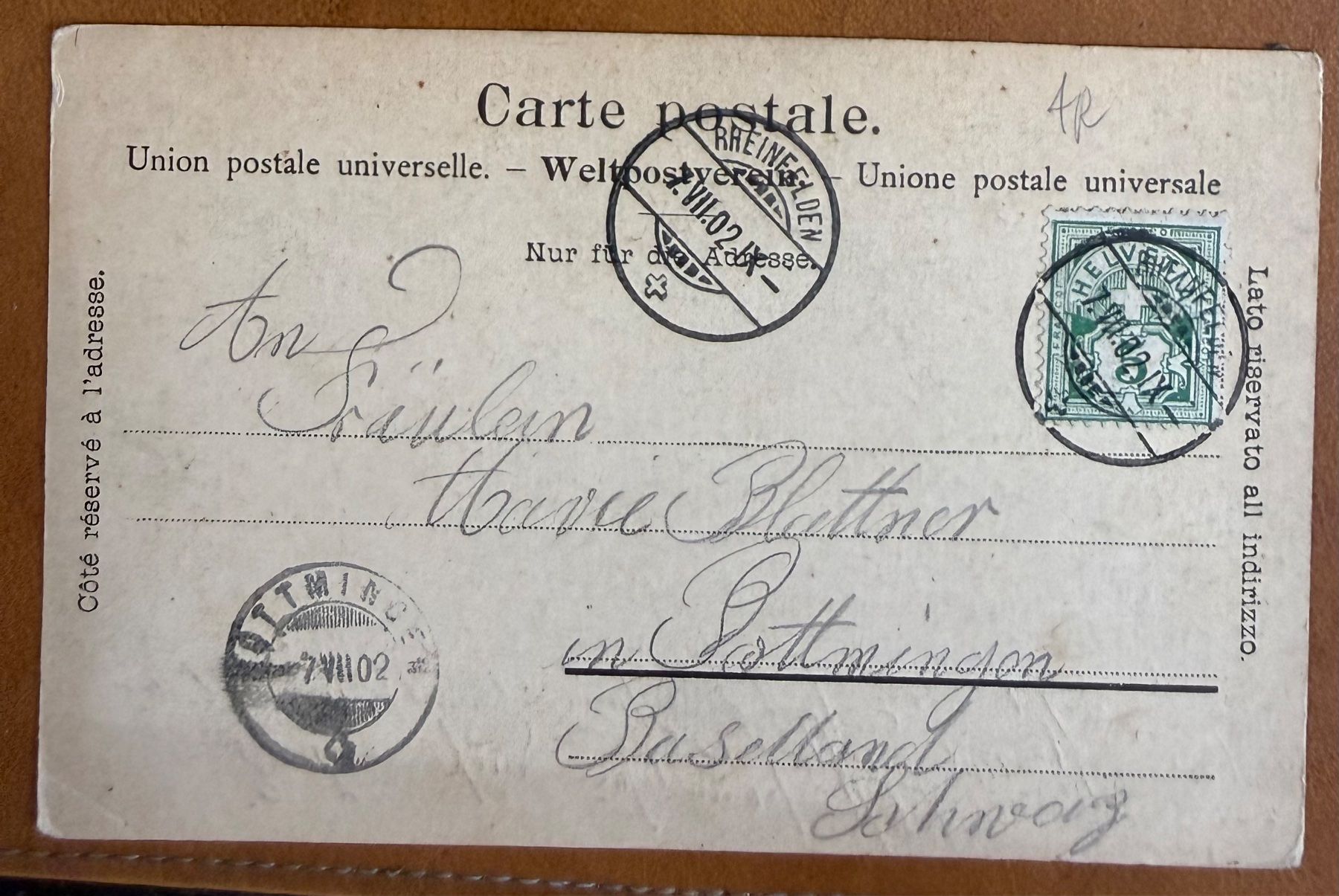Cartoline postali: Rheinfelden - Litho 1902 – Usato da Lutry venduto da Ediego 1