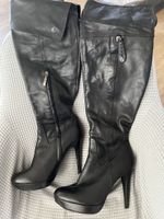 Overkneestiefel Leder Schwarz Damenschuhe Grösse 41