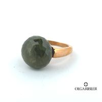 Statement gelbvergoldet, Edelstahl Ring Gr 56, Vesuvianite