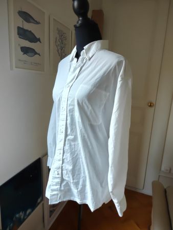 American vintage classic relaxed fit white blouse top L